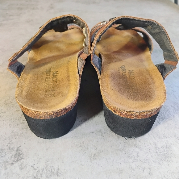 NAOT Dana Tan Leather T Strap Sandals Womens EU 38 US 7 Bohemian Comfort Slip On - Picture 5 of 12